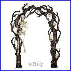 102 in. Skeleton Arch with 105 Orange/Purple LED Lights, Wire Frame, Tinsel Fabric
