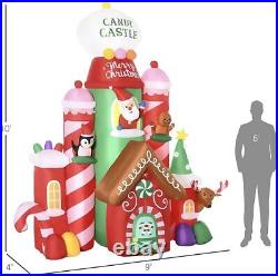 10Ft Christmas Inflatables Candy Castle, Blow up with LED Lights Indoor/Outdoor