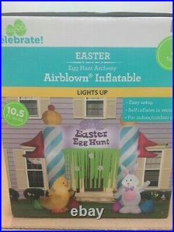 10.5' Easter Bunny Chick Egg Hunt Archway Gemmy Airblown Inflatable Yard Decor