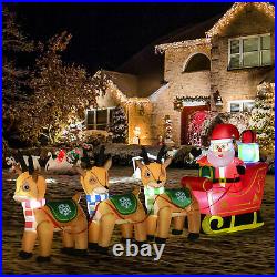 10.5 ft Long Light Up LED Santa Claus Sleigh Christmas Inflatable Decoration