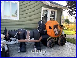 10 Ft Gemmy Halloween Airblown Inflatable Skeleton Grim Reaper Pumpkin Carriage