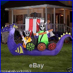 114 Halloween Animated Dragon Pirate Skull Ship Airblown Inflatable Yard Decor