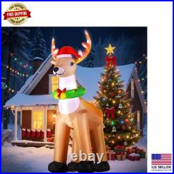 12FT Giant Christmas Inflatable Reindeer with Glittering LED Lights Easy Setup
