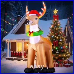 12FT Giant Christmas Inflatable Reindeer with Glittering LED Lights Easy Setup