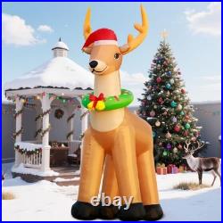 12FT Giant Christmas Inflatable Reindeer with Glittering LED Lights Easy Setup