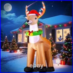 12FT Giant Christmas Inflatable Reindeer with Glittering LED Lights Easy Setup