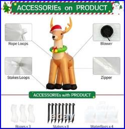 12FT Giant Christmas Inflatable Reindeer with Glittering LED Lights Easy Setup