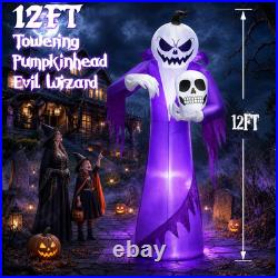 12FT Giant Halloween Inflatables Decorations Outdoor Pumpkin Ghost Wizard