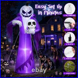 12FT Giant Halloween Inflatables Decorations Outdoor Pumpkin Ghost Wizard
