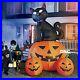 12FT HUGE Halloween Black Cat on 3 Pumpkins Lighted Airblown Inflatable Yard Dec