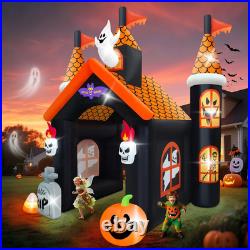 12FT Halloween Inflatable Archway with LEDs Haunted House Ghost Pumpkin Tunnel