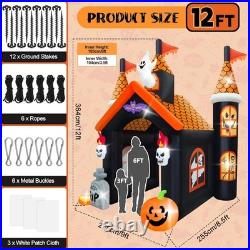 12FT Halloween Inflatable Archway with LEDs Haunted House Ghost Pumpkin Tunnel