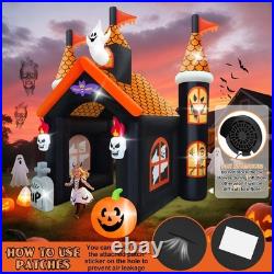 12FT Halloween Inflatable Archway with LEDs Haunted House Ghost Pumpkin Tunnel