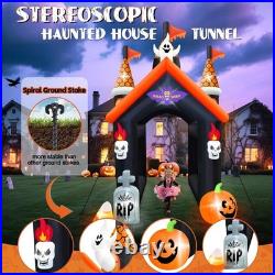 12FT Halloween Inflatable Archway with LEDs Haunted House Ghost Pumpkin Tunnel