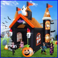12FT Halloween Inflatable Archway with LEDs Haunted House Ghost Pumpkin Tunnel
