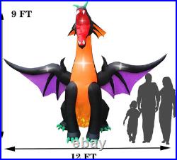 12FT Halloween Inflatable Fire & Ice Dragon Outdoor Decoration
