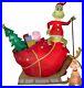 12’FT CHRISTMAS GRINCH With MAX ON SANTA SLEIGH AIRBLOWN INFLATABLE YARD DECOR
