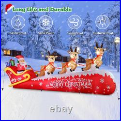 12 FT Christmas Inflatable Santa Claus on Sleigh with 3 Reindeers Outdoor Decora