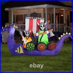 12 FT x 7.5 FT Halloween Giant Animated Viking Ship Gemmy Airblown Inflatable