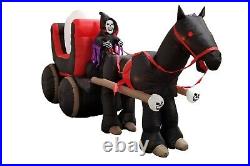 12 Foot Long Halloween Inflatable Skeleton Ghost Carriage Horse Yard Decoration