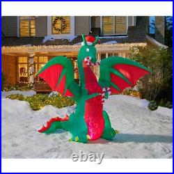 12 Ft ANIMATED DRAGON IN SANTA HAT Christmas AirblownYard Inflatable