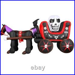 12 Ft Long Scary Halloween Skull Carriage Indoor Outdoor Yard Lawn Decoration