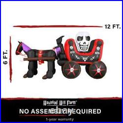 12 Ft Long Scary Halloween Skull Carriage Indoor Outdoor Yard Lawn Decoration