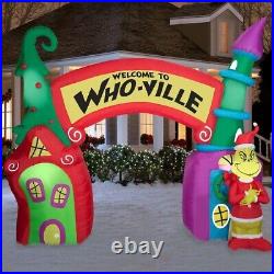 12' GIANT GRINCH WELCOME TO WHOVILLE ARCHWAY Airblown Lighted Yard Inflatable