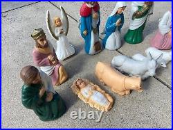 12-Pc Vintage General Foam USA Blow Mold Nativity Set Christmas Holiday Set