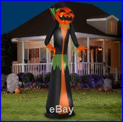 12' Self-Inflatable Lighted Flame-Like Projection Pumpkin Reaper