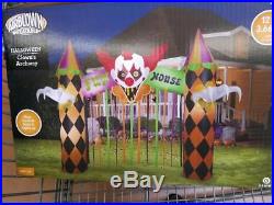 12 ft Wide Halloween Clowns Fun House Archway Gemmy Inflatable with Creepy Music