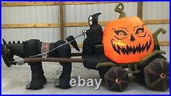 12ft Gemmy Airblown Inflatable Prototype Halloween Grim Reaper Carriage #56707