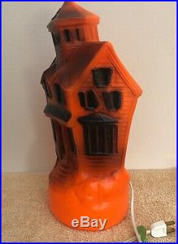 13 Empire Blow Mold Haunted Halloween House with Bats Lighted Decoration 1969
