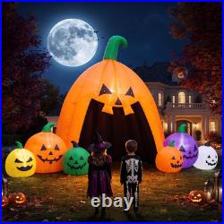 14.5FT Halloween Inflatable Walk-In Pumpkin House with LED Lights