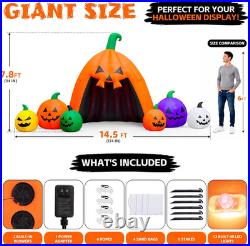 14.5FT Halloween Inflatable Walk-In Pumpkin House with LED Lights
