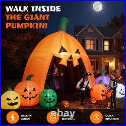14.5FT Halloween Inflatable Walk-In Pumpkin House with LED Lights