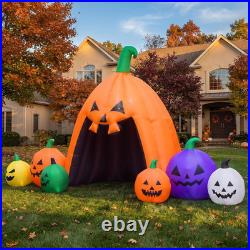 14.5FT Halloween Inflatable Walk-In Pumpkin House with LED Lights