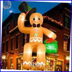 16FT Christmas Inflatable Outdoor Decoration, Giant Sitting Gingerbread
