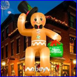 16FT Christmas Inflatable Outdoor Decoration, Giant Sitting Gingerbread