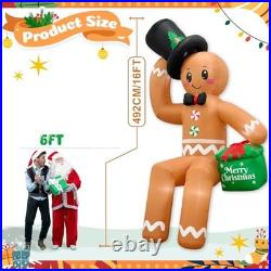 16FT Christmas Inflatable Outdoor Decoration, Giant Sitting Gingerbread