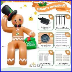 16FT Christmas Inflatable Outdoor Decoration, Giant Sitting Gingerbread