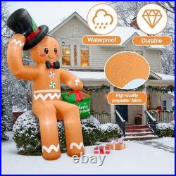 16FT Christmas Inflatable Outdoor Decoration, Giant Sitting Gingerbread