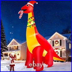 16Ft Ht X 18FT Long Super Giant Christmas Inflatable Dinosaur with Candy Cane Bl