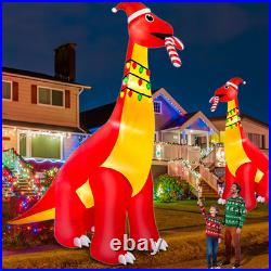 16Ft Ht X 18FT Long Super Giant Christmas Inflatable Dinosaur with Candy Cane Bl