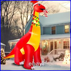 16Ft Ht X 18FT Long Super Giant Christmas Inflatable Dinosaur with Candy Cane Bl