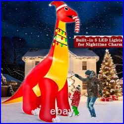 16Ft Ht X 18FT Long Super Giant Christmas Inflatable Dinosaur with Candy Cane Bl