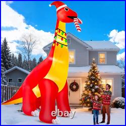 16Ft Ht X 18FT Long Super Giant Christmas Inflatable Dinosaur with Candy Cane Bl