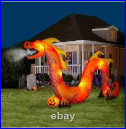 16 Ft Inflatable Fog Effect Orange Serpent Air-Blown Dragon Halloween Inflatable