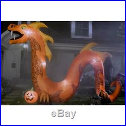 16ft Light up Inflatable Fog Effect Orange Dragon Snake Halloween New In Box