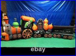 17 1/2' Gemmy Airblown Inflatable Halloween Train with Ghost & Vampire In Coffin
